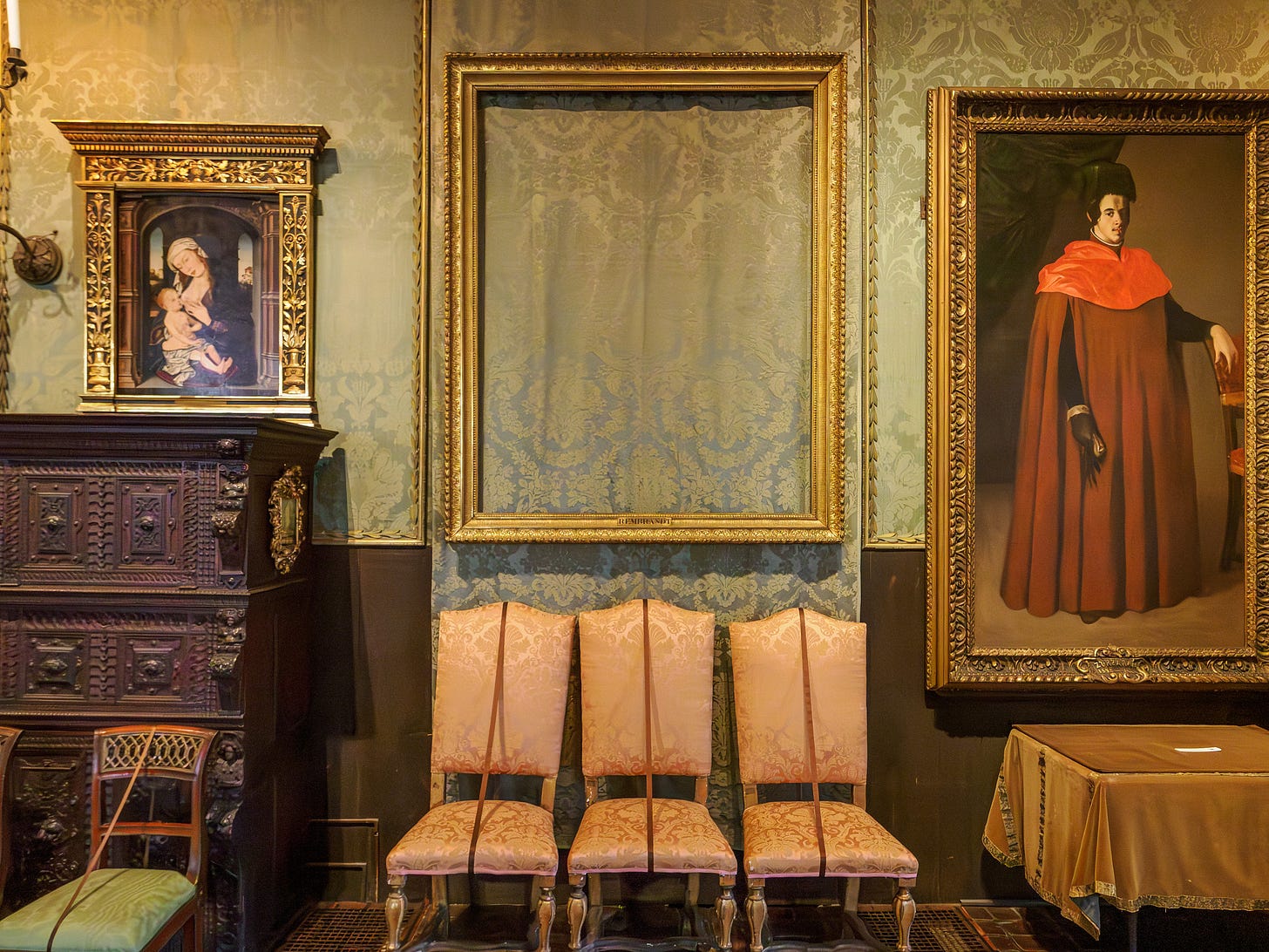 Empty frame at the Stewart Gardner Museum