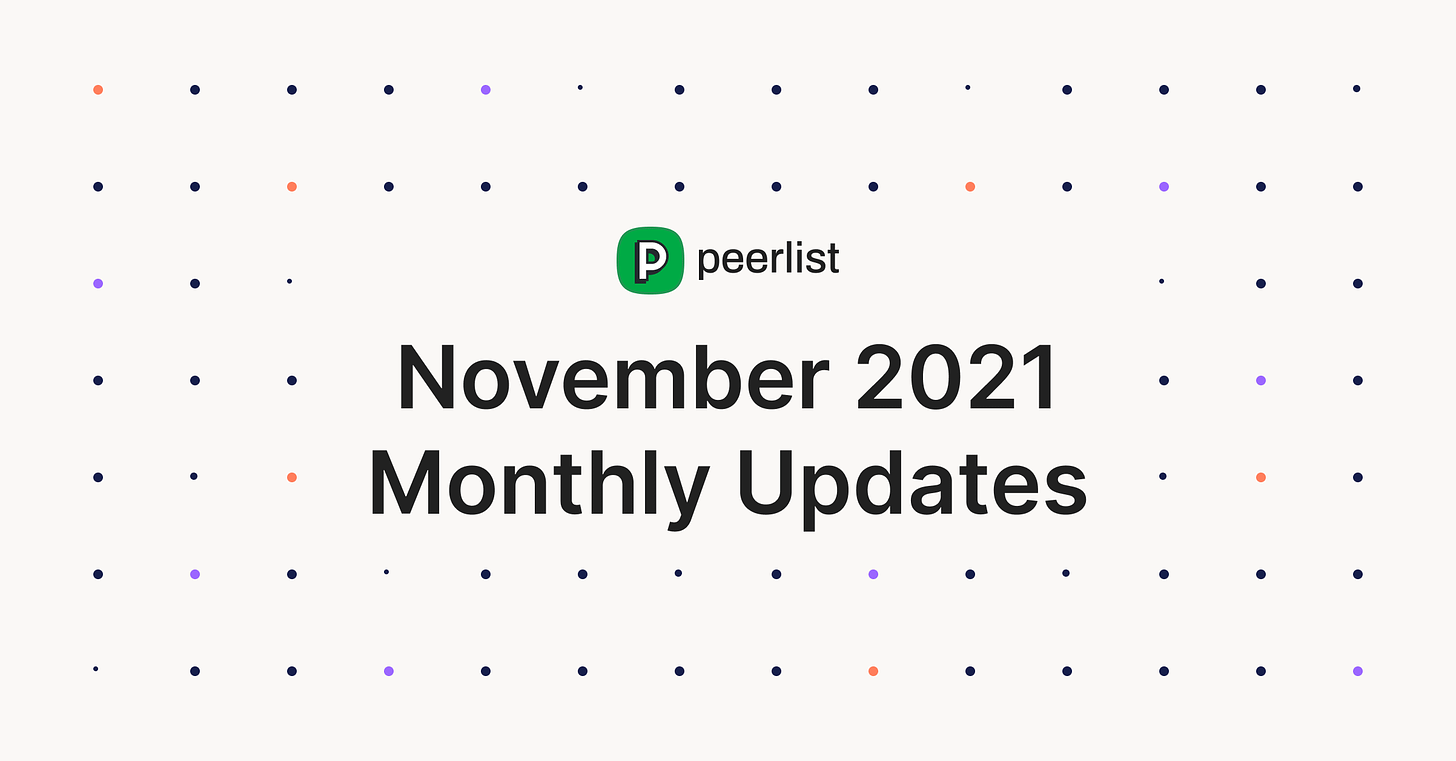 Peerlist November Release • 11.2021