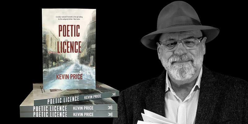 Author Kevin Price with a stack of his novel, Poetic Licence