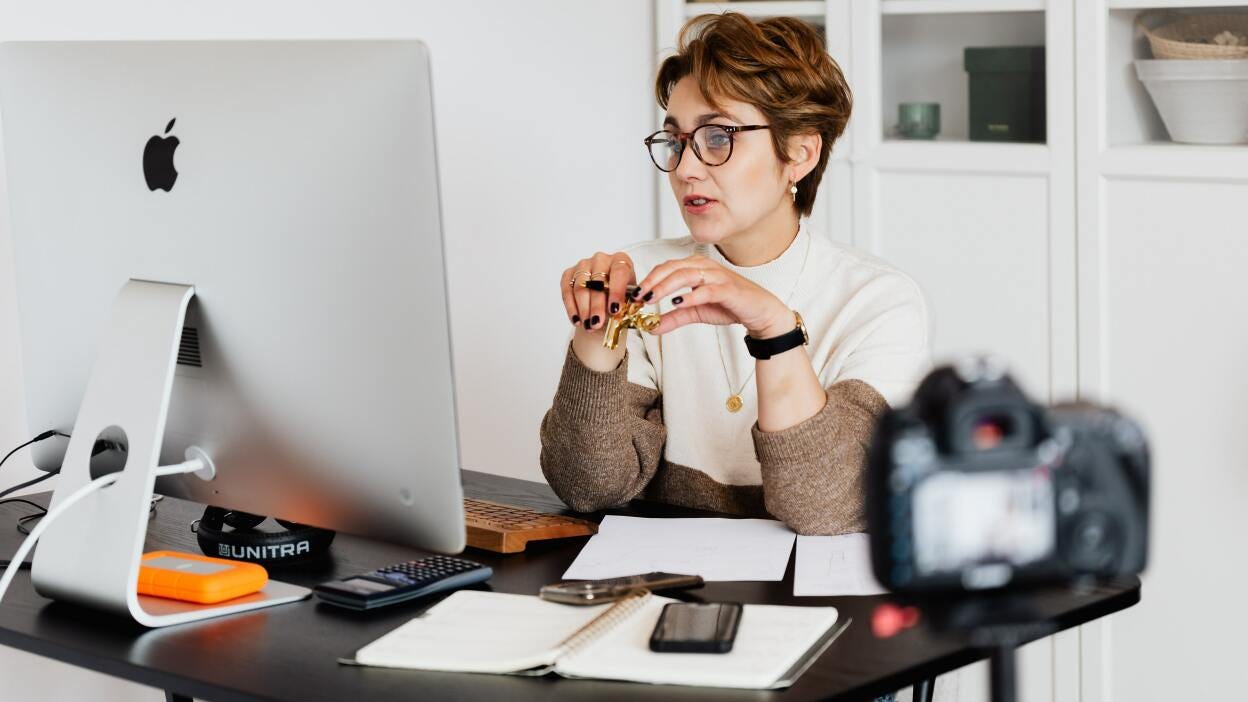 Women staring at screen