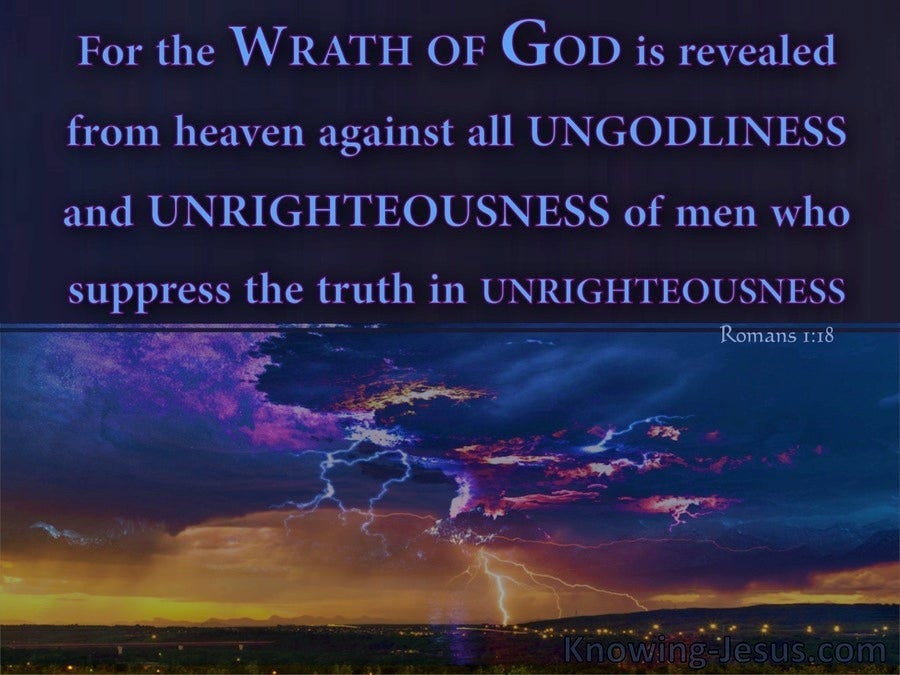 Romans 1:18 God's Wrath Revealed Against Unrighteousness (blue)