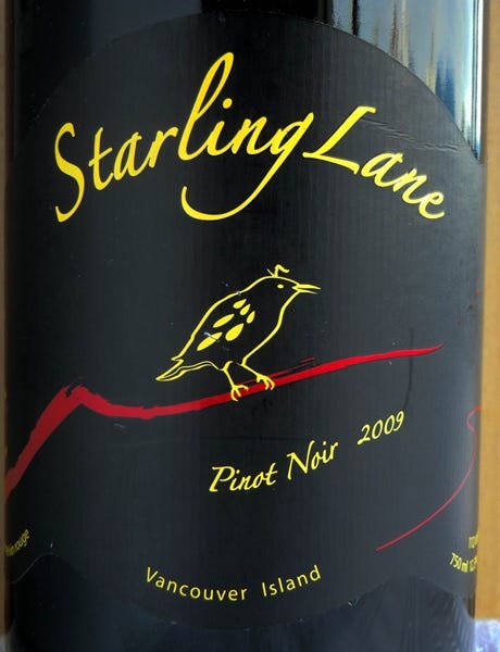 Starling Lane Pinot Noir 2009 Label - BC Pinot Noir Tasting Review 15