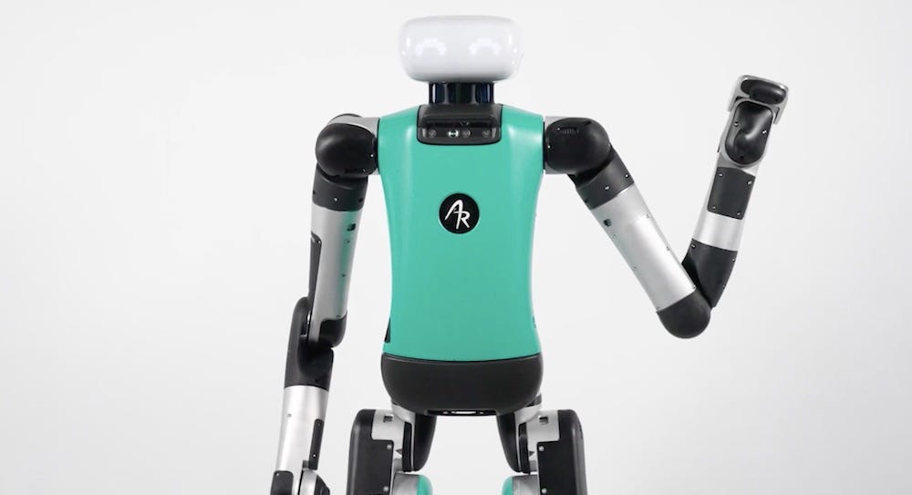 A Digit humanoid from Agility Robotics waving