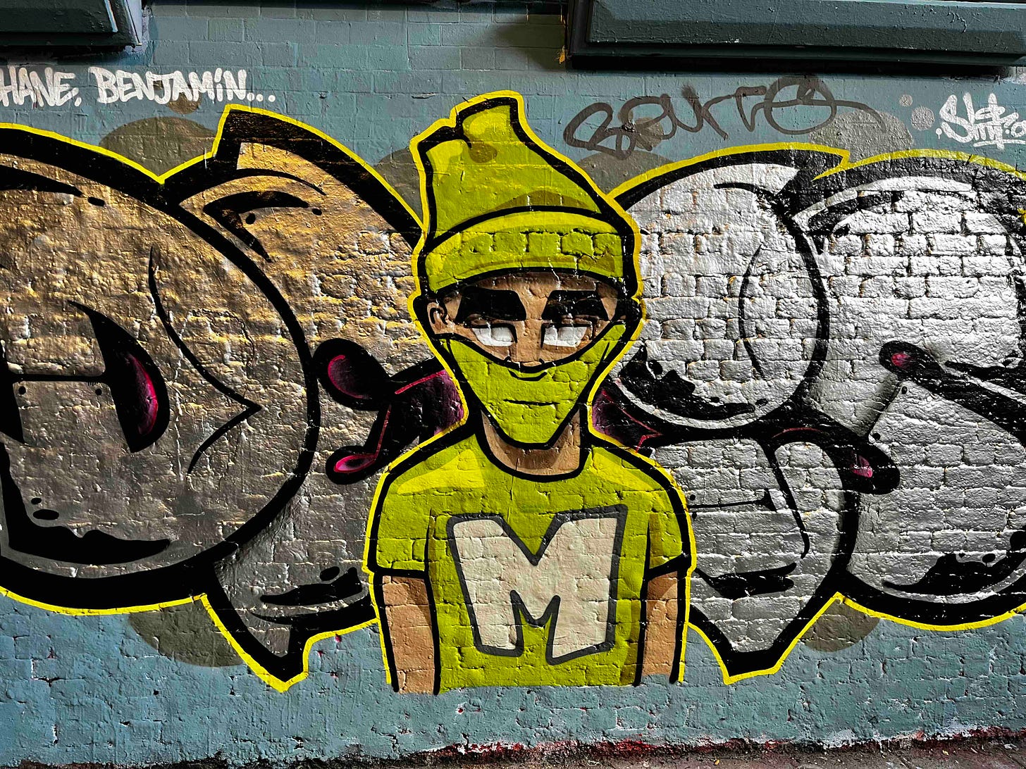 Graffiti picture of a man wearing a mask