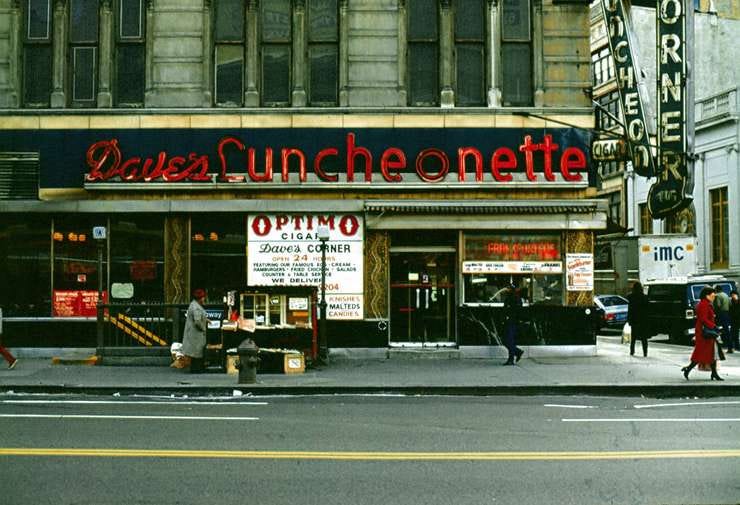 Dave's Luncheonette, New York City, circa 1980. I don't recall when I first heard of street photography, but it was at least a few decades after I took this photo and around the time of the invention of digital cameras. I was interested in buildings and signs and not people. Perhaps this could be called vernacular photography well after-the-fact.
