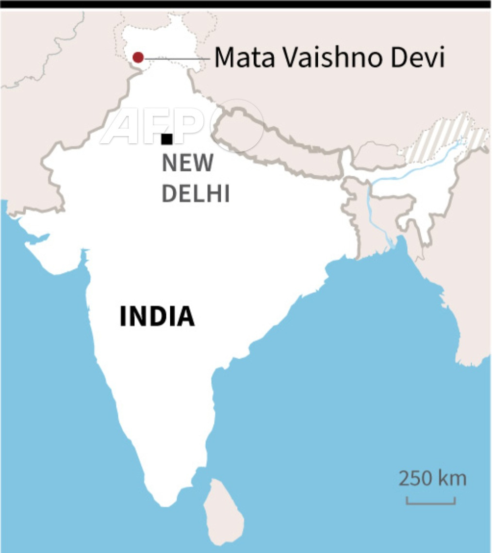 AFP News Agency على X: "#UPDATE Map locating Mata Vaishno Devi, in  Indian-administered Kashmir https://t.co/U7S8TV6ibX" / X
