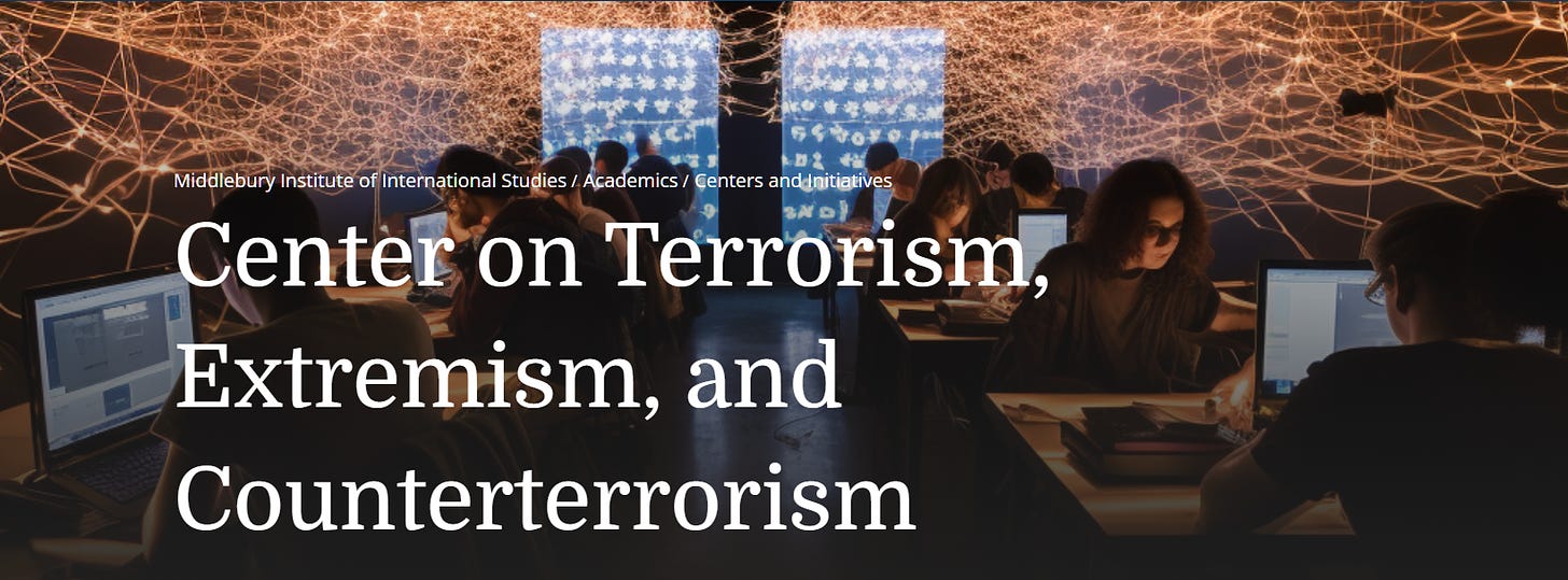 High tech but unspecific image from the website of the Center on Terrorism, Extremism and Counterterrorism