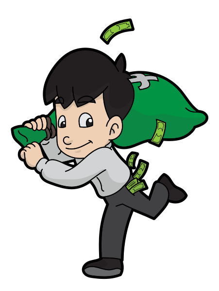 File:Cartoon Man Running With A Bag Of Money.svg