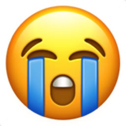 Loudly Crying Face Emoji (U+1F62D)