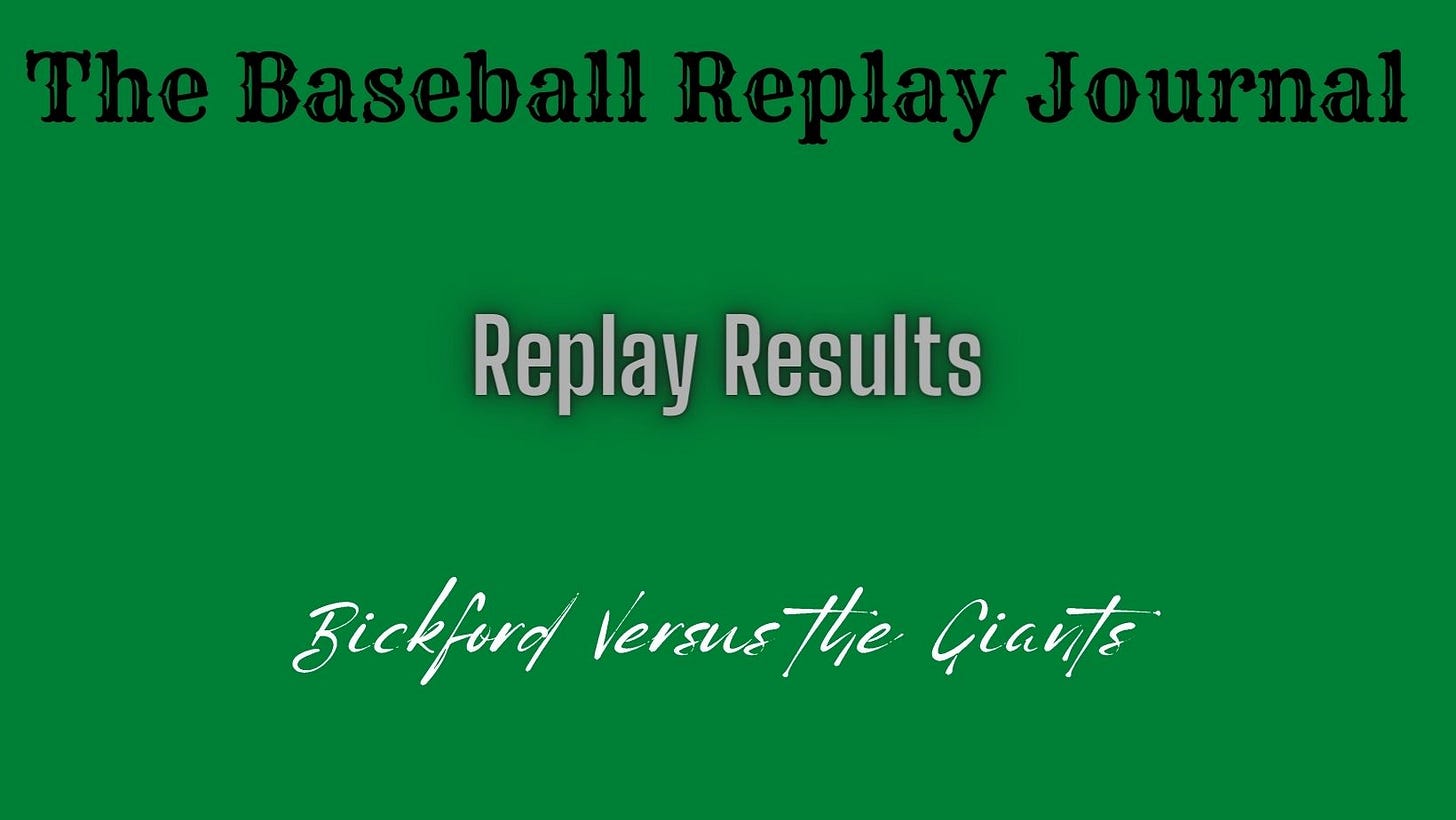 Baseball Replay Journal Results