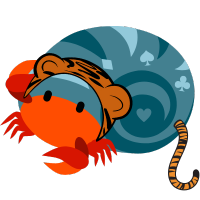 Hermit crab in tiger ears and tail
