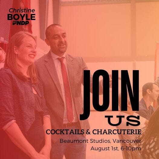 May be an image of 3 people and text that says 'Christine BOYLE ENDP JOIN US COCKTAILS & CHARCUTERIE Beaumont Studios, BeaumontStudios.Vancouver Vancouver August 1st, 6-10pm'