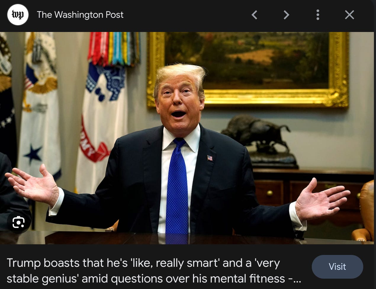 Trump boasting that he is really really smart