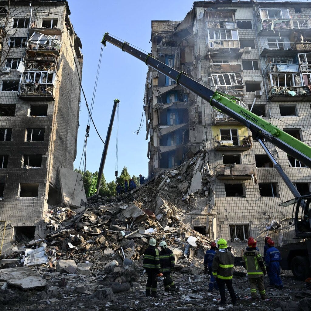 Rubble and destroyed buildings.