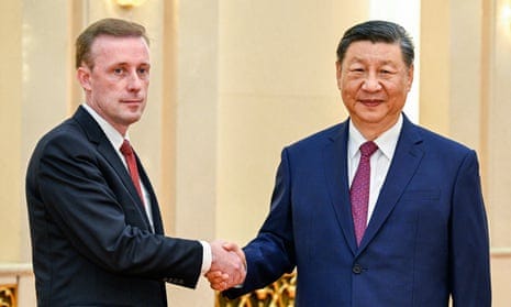 Jake Sullivan and Xi Jinping at the Great Hall of the People in Beijing