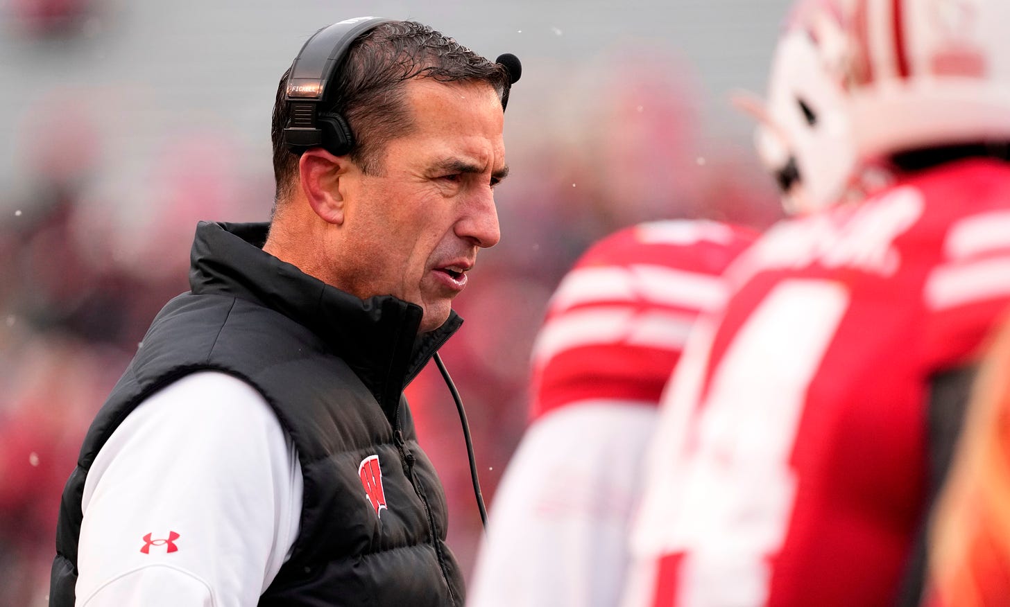 Wisconsin Badgers head coach Luke Fickell looks on during the fourth quarter against the Minnesota Golden Gophers at Camp Randall Stadium.