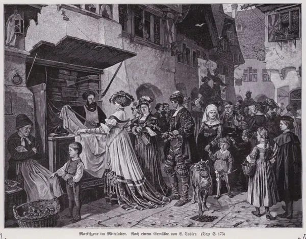  : Medieval market scene (engraving)