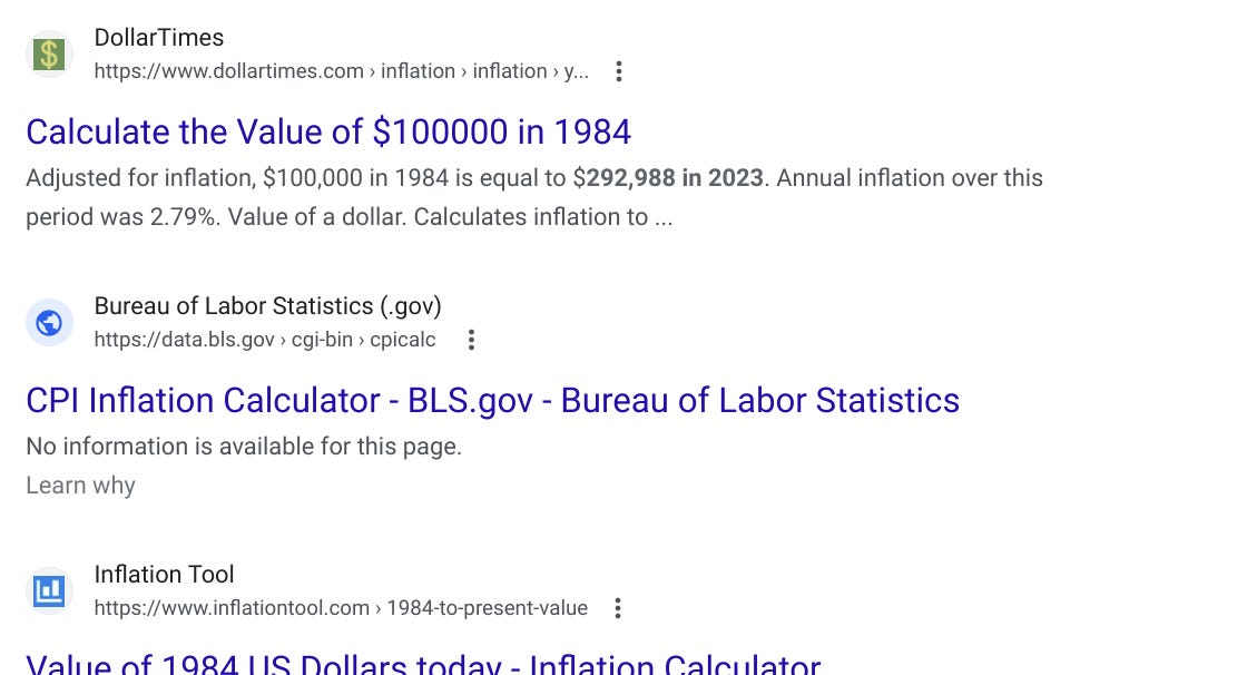 three links, on the google serp, the second one is to BLS.