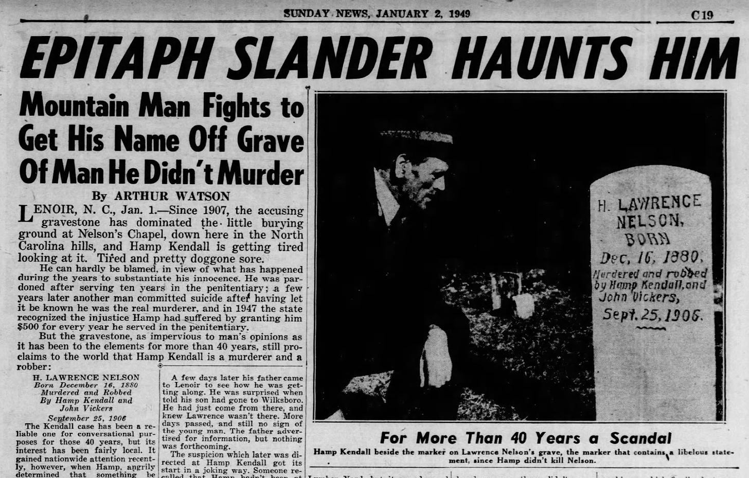 Image of NY Daily News Story featuring Headstone