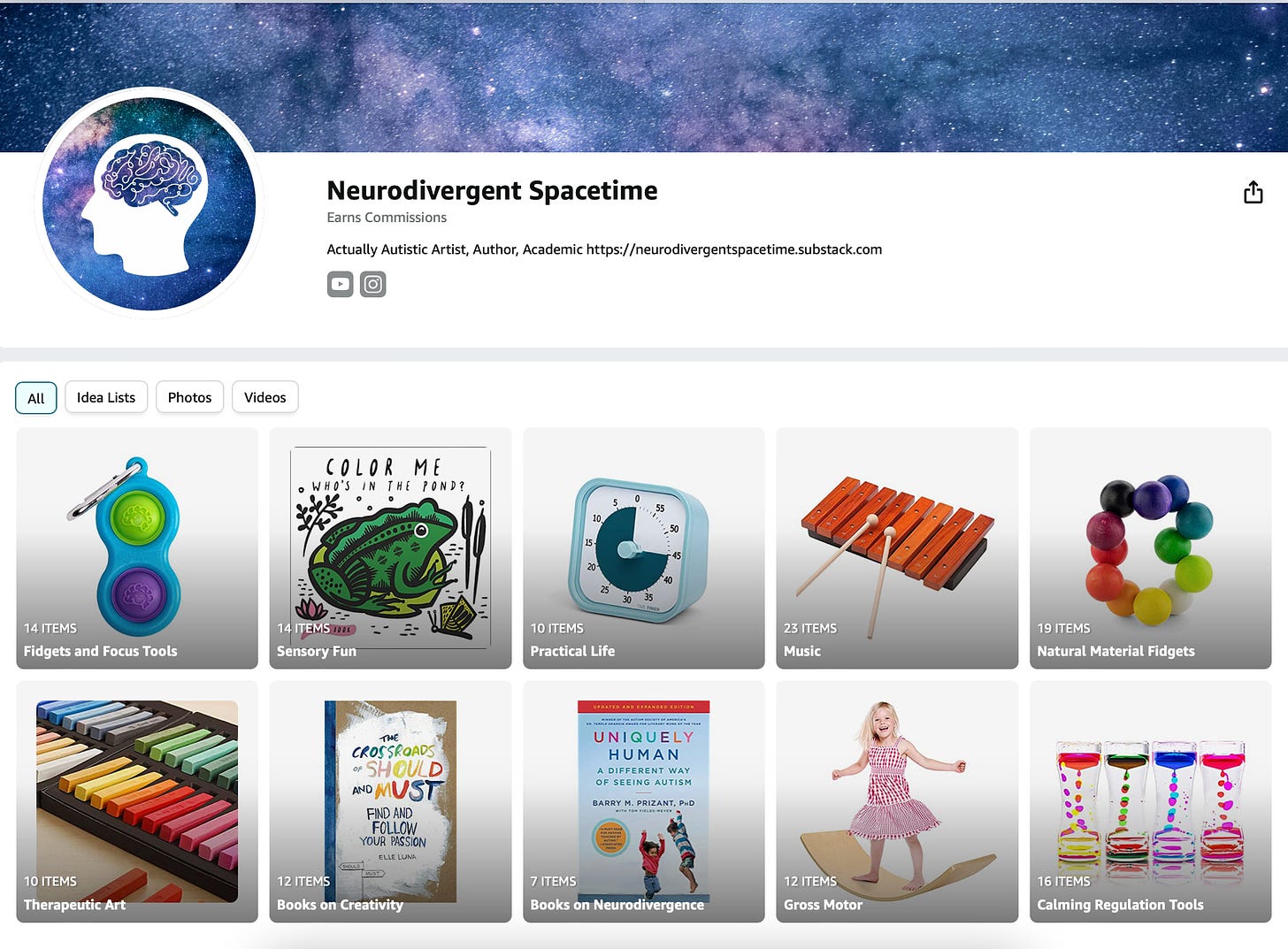 Neurodivergent Spacetime Amazon Storefront Screencapture