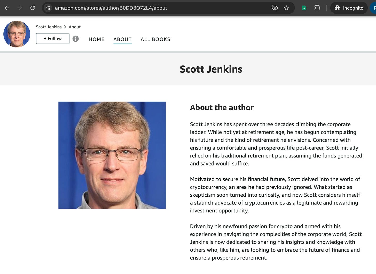screenshot of the About the Author page for "Scott Jenkins"