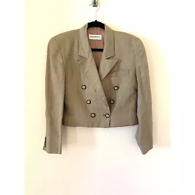 Vintage 80s Liz Claiborne cropped linen blazer jacket - Picture 1 of 9