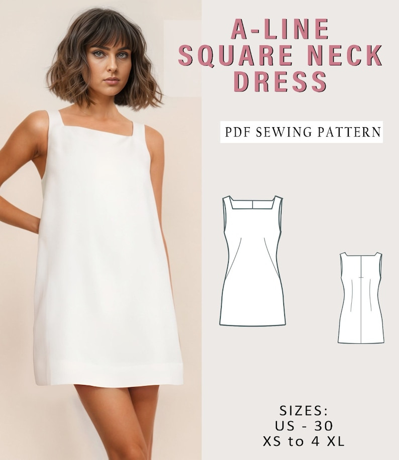 Summer Dress Sewing Pattern, A-Line Dress Pattern, Sleeveless Dress Pattern, Easy Dress Pattern, Elegant Dress Pattern, PDF Sewing Pattern image 1