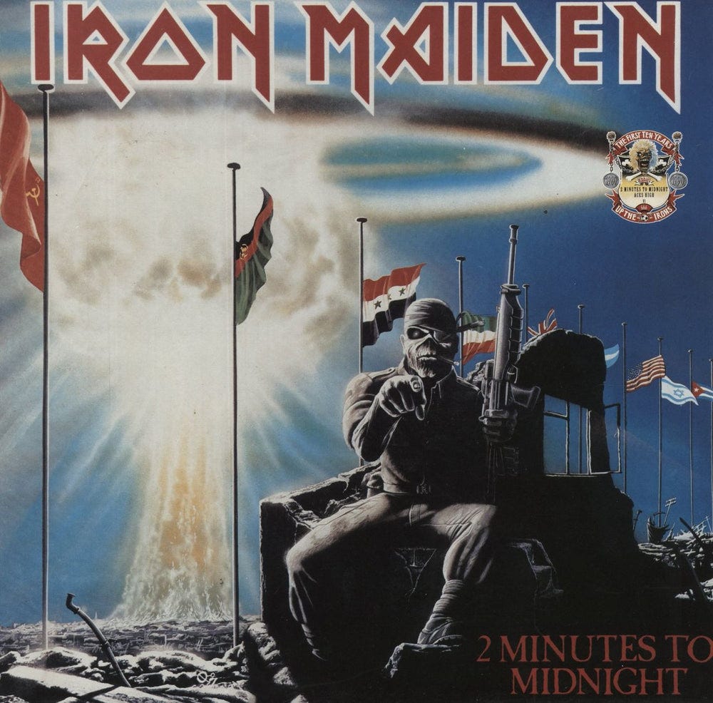 Iron Maiden 2 Minutes To Midnight / Aces High - EX UK 12" vinyl single (12 inch record / Maxi-single) IRN6