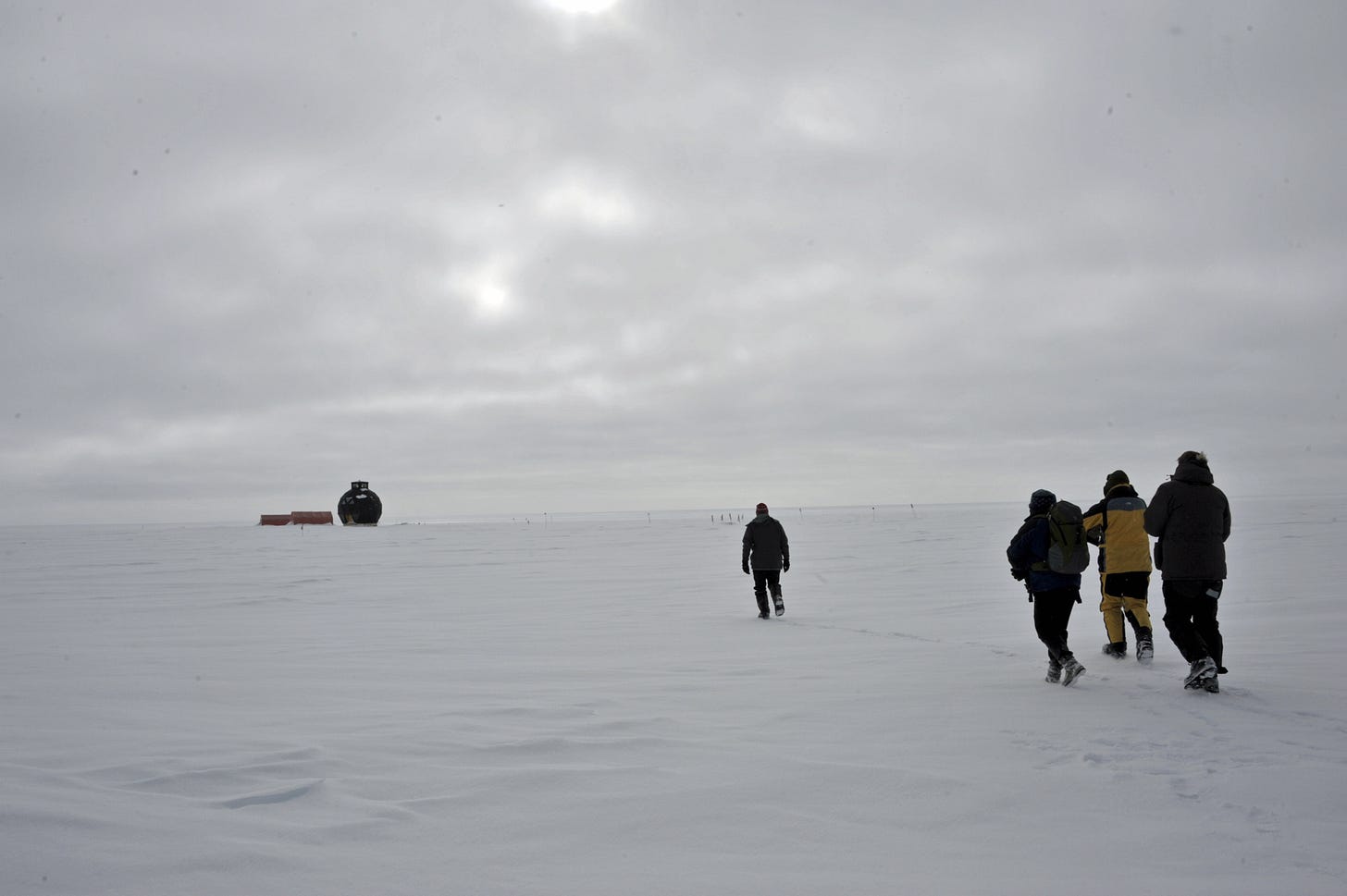 A view of the camp as the put-in team arrives - the camp has been deserted for the entire winter.