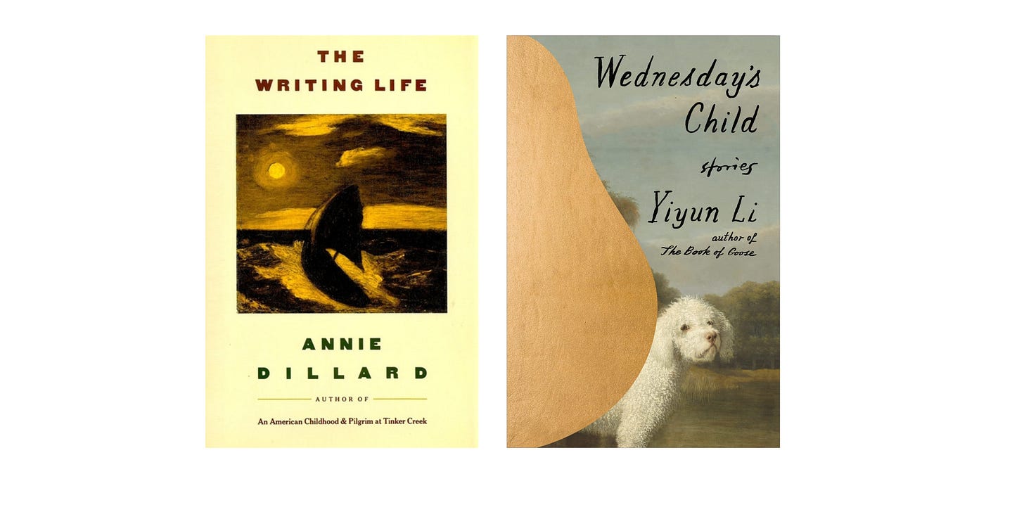 Book covers for The Writing Life by Annie Dillard and Wednesday's Child by Yiyun Li
