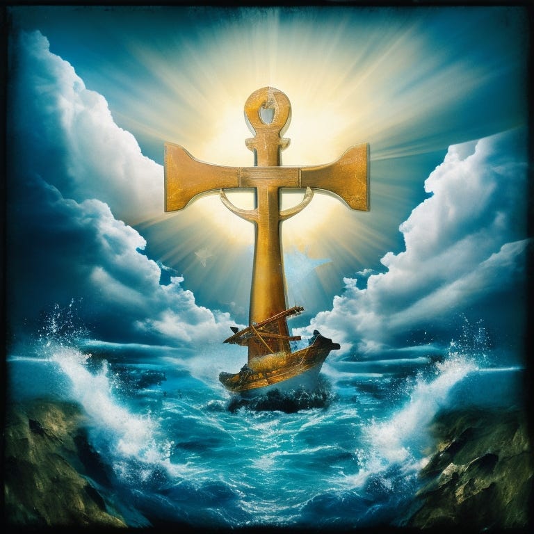 Cross on a stormy sea