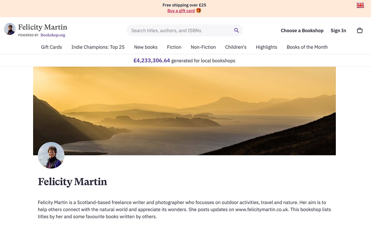 The banner heading on my Bookshop affiliate page