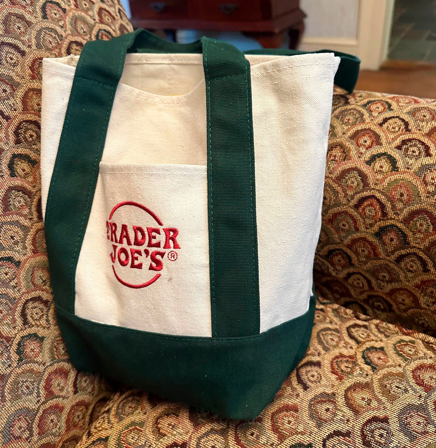 A Trader Joe's mini tote bag.