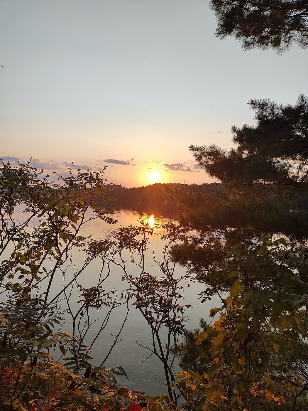 A sunset over Sharbot Lake in Ontario, Canada