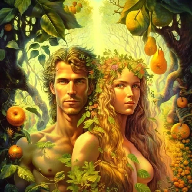 “Adam and Eve in the Garden of Eden, a perfectly balanced and harmonious state of consciousness where they are spiritually one with each other and all things.”