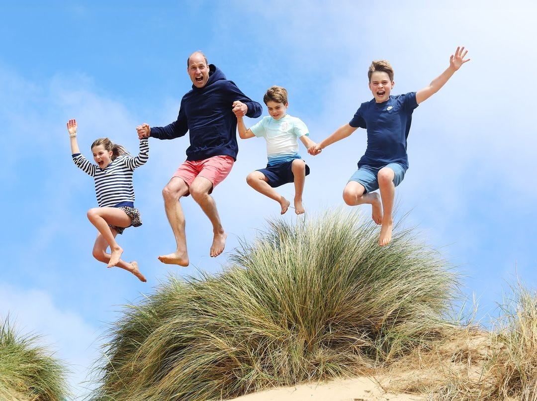 prince william jumping for joy with children to celebrate his 42nd birthday