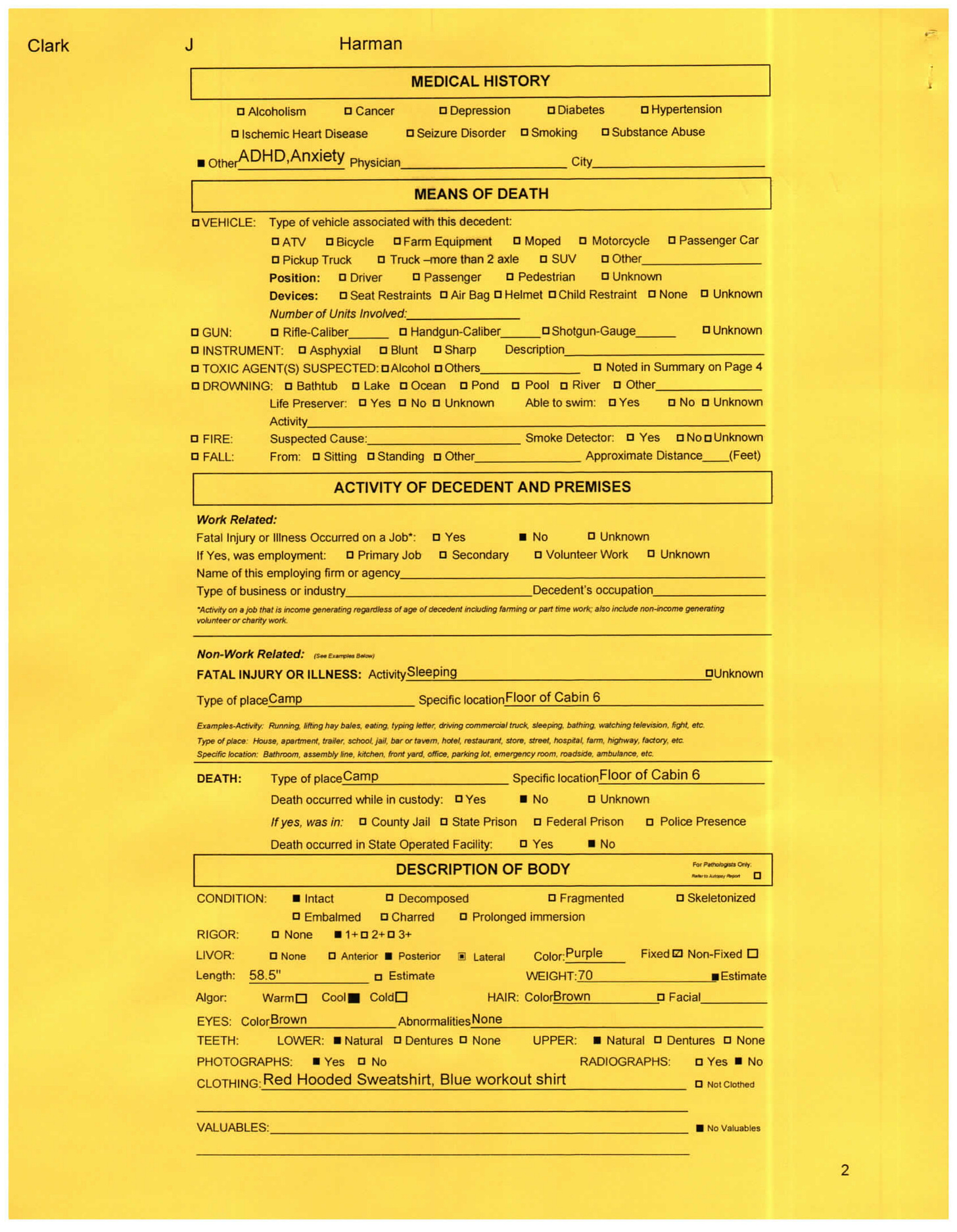 The second page of the M.E.'s report, full P.D.F. available for download, below