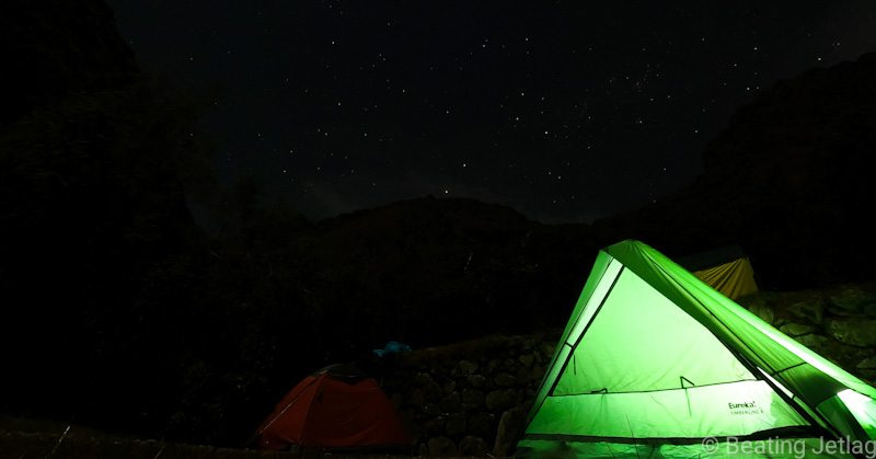 A campsite along the Inca Trail to Machu Picchu, peru