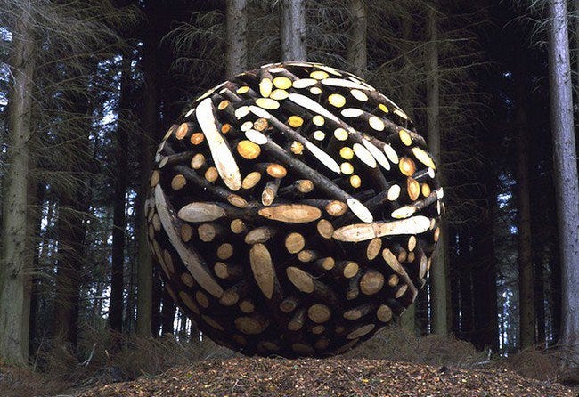 wooden ball sculpture
