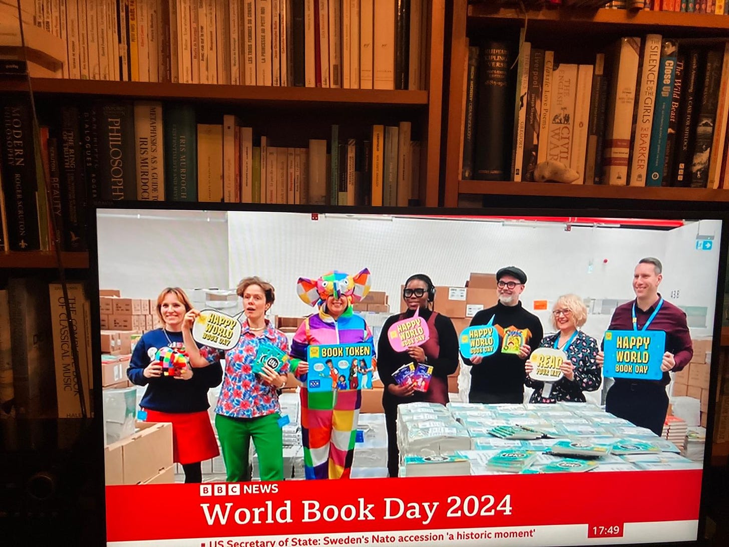 World book day authors on telly, photo credit my mum