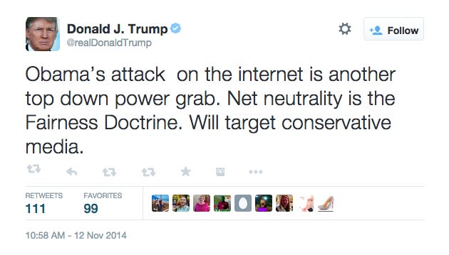 donald trump on net neutrality