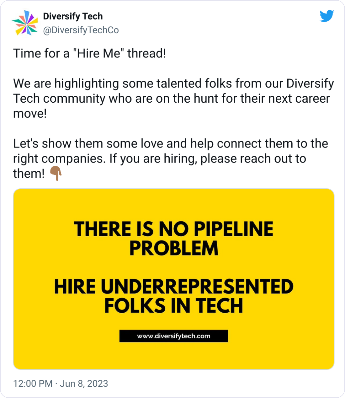 Diversify Tech @DiversifyTechCo Time for a "Hire Me" thread!   We are highlighting some talented folks from our Diversify Tech community who are on the hunt for their next career move!  Let's show them some love and help connect them to the right companies. If you are hiring, please reach out to them! 👇🏾