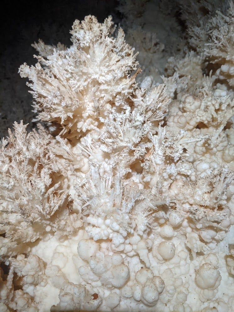 Close up of strangely shaped white rock formations