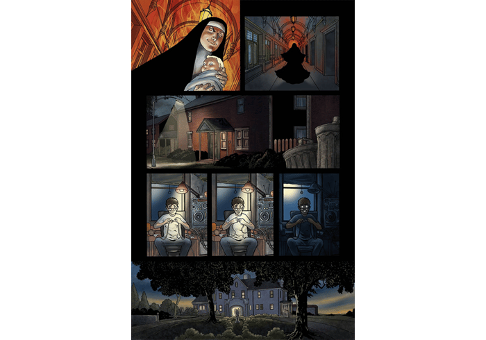 A final, colour page from the Good Omens graphic novel.