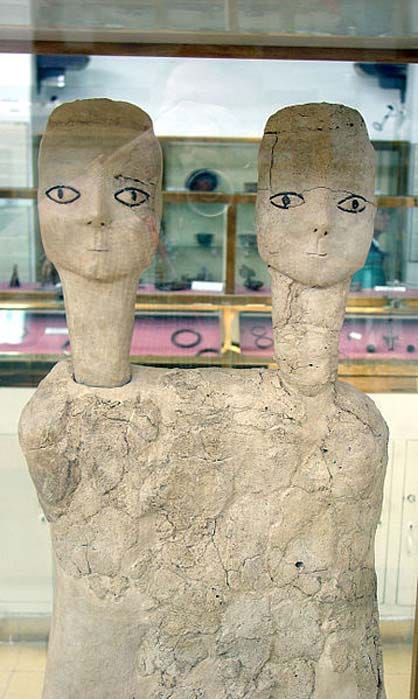 Androgynous two-headed statues from Ain Ghazal. Androgynous two-headed statues from Ain Ghazal.