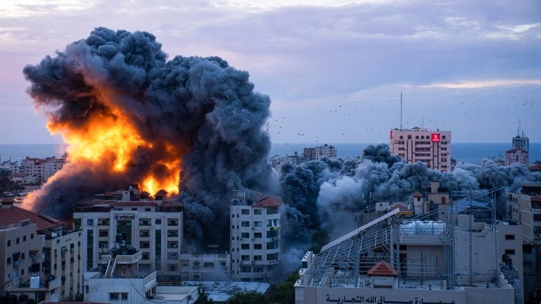 The aftermath of an Israeli airstrike in Gaza City.