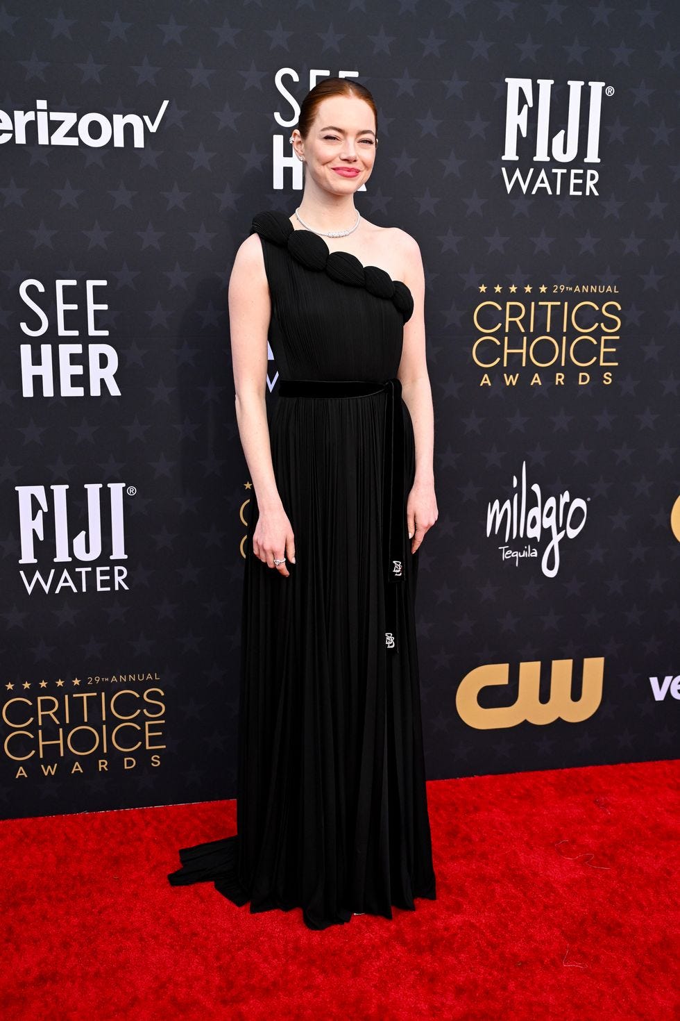 Emma Stone Wears Black Dress at the 2024 Critics Choice Awards