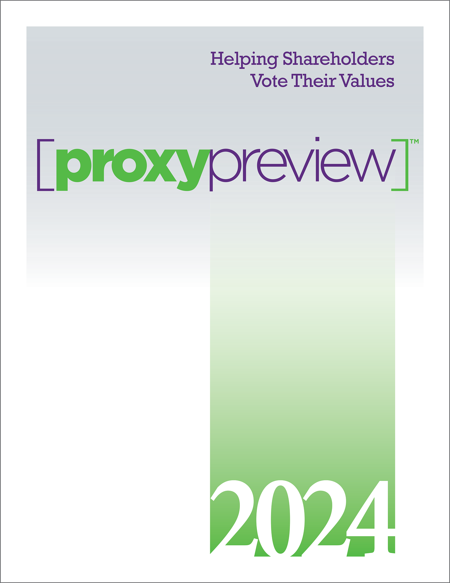2023 Proxy Preview Report Cover: "Helping Shareholders Vote Their Values"