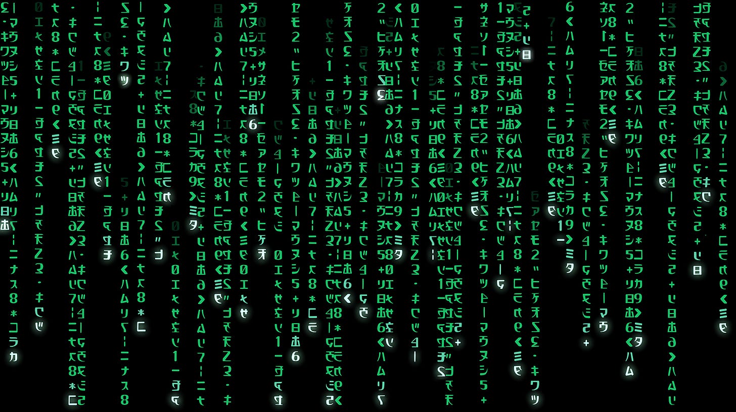 Falling green code as seen in the movie The Matrix