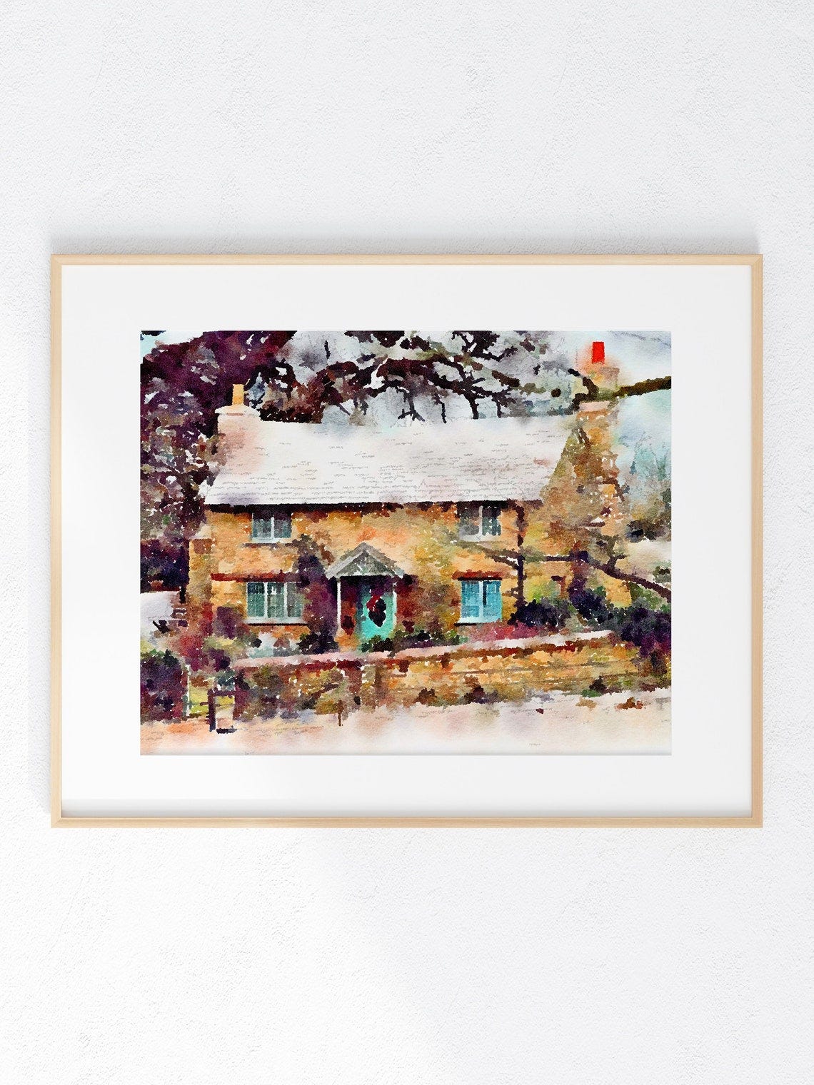 Rosehill Cottage Christmas Movie wall print 8 x 10 unframed Christmas Decor Gift image 1